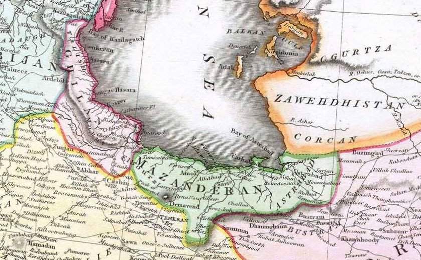 نقشه قدیم مازندران ۱۸۱۴ میلادی